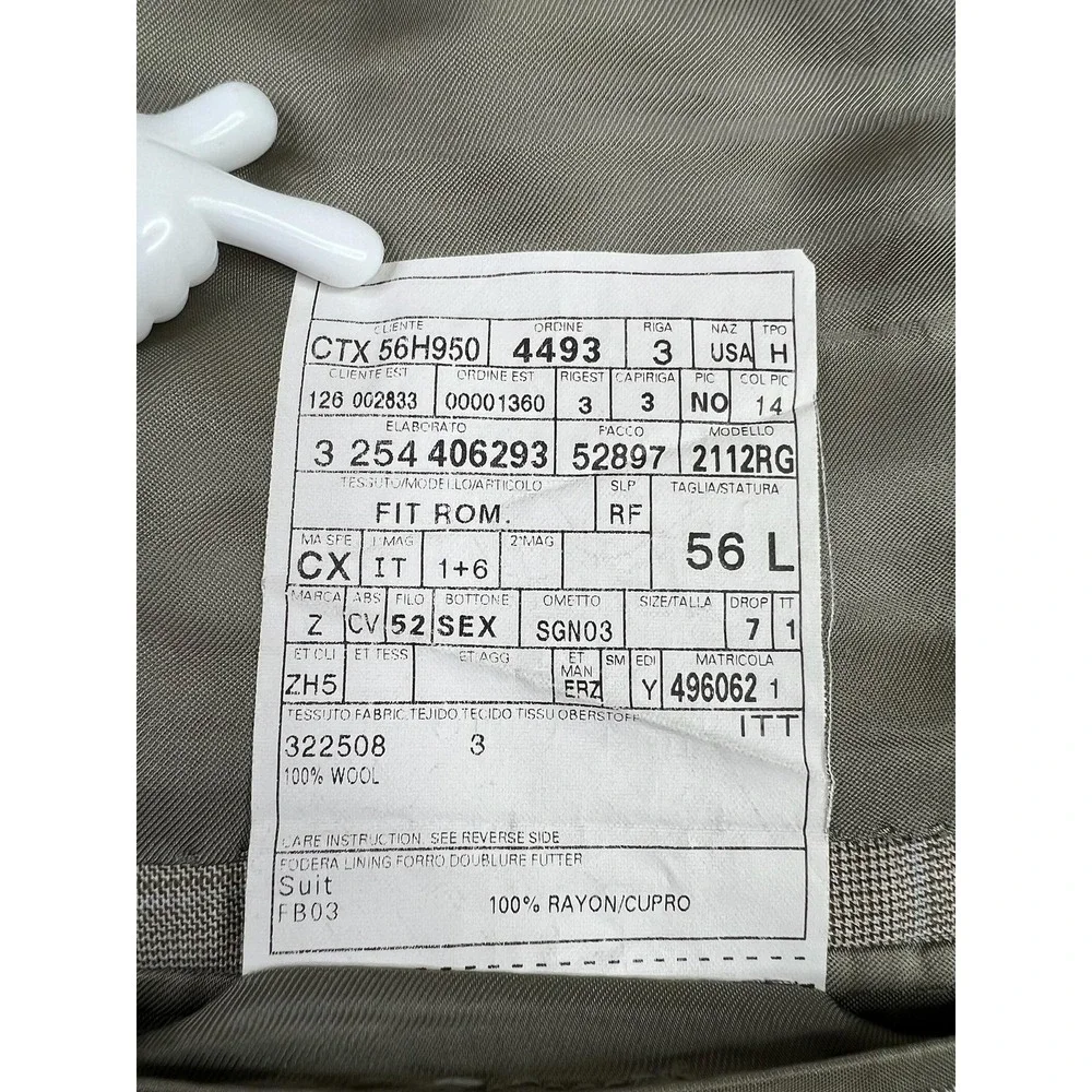 Ermenegildo Zegna Blazer Mens 46L Light Gray Glen Plaid Trofeo Wool Suit‎ Jacket